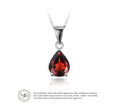 .925 Sterling Silver Water Drop 2.2ct Natural stone Alluring Red Garnet Pendant - Gift-Junkies