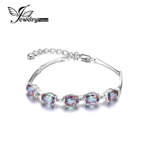 925 Sterling Silver Natural Mystic Rainbow Topaz Tennis Bracelet - Gift-Junkies