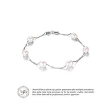 .925 Sterling Silver Six Freshwater Pearls Strand Link Bracelet - Gift-Junkies