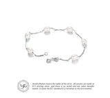 .925 Sterling Silver Six Freshwater Pearls Strand Link Bracelet - Gift-Junkies