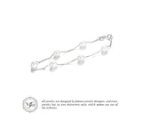 .925 Sterling Silver Six Freshwater Pearls Strand Link Bracelet - Gift-Junkies