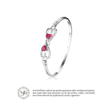 .925 Sterling Silver Forever Love Heart Created Ruby Bangle - Gift-Junkies