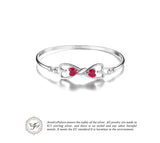 .925 Sterling Silver Forever Love Heart Created Ruby Bangle - Gift-Junkies