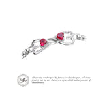 .925 Sterling Silver Forever Love Heart Created Ruby Bangle - Gift-Junkies