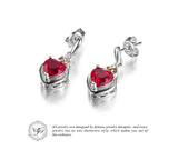 925 Sterling Silver 18K Yellow Gold Plated Red Ruby Heart Drop Dangle Earrings - Gift-Junkies