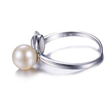 .925 Sterling Silver Fox Kissing Freshwater Pearl Wrap Around Ring - Gift-Junkies