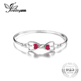 .925 Sterling Silver Forever Love Heart Created Ruby Bangle - Gift-Junkies