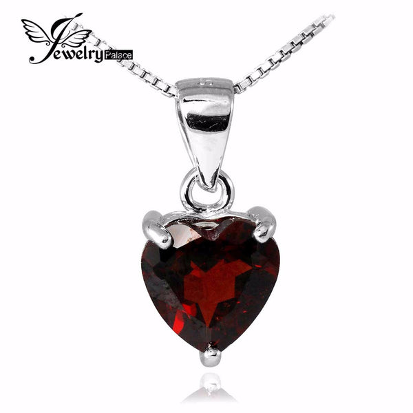 .925 Sterling Silver Red Garnet stone Heart Pendant - Gift-Junkies