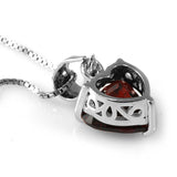 .925 Sterling Silver Red Garnet stone Heart Pendant - Gift-Junkies