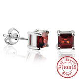 .925 Sterling Silver Natural Square Gemstones Earrings Stud Earrings - Gift-Junkies