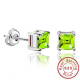 .925 Sterling Silver Natural Square Gemstones Earrings Stud Earrings - Gift-Junkies