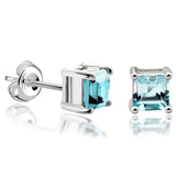 .925 Sterling Silver Natural Square Gemstones Earrings Stud Earrings - Gift-Junkies