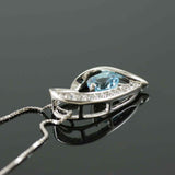 .925 Sterling Silver Sky Blue Topaz Gemstone Pendant - Gift-Junkies