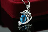 .925 Sterling Silver Dolphin Topaz Gemstone Pendant - Gift-Junkies