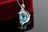 .925 Sterling Silver Dolphin Topaz Gemstone Pendant - Gift-Junkies