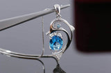 .925 Sterling Silver Dolphin Topaz Gemstone Pendant - Gift-Junkies