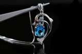 .925 Sterling Silver Dolphin Topaz Gemstone Pendant - Gift-Junkies