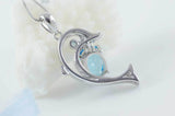 .925 Sterling Silver Dolphin Topaz Gemstone Pendant - Gift-Junkies