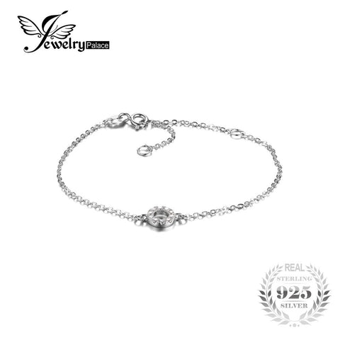 .925 Sterling Silver Round Stone Bracelet - Gift-Junkies