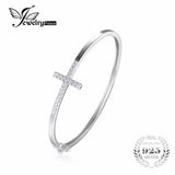 .925 Sterling Silver Cross Bangle Bracelet - Gift-Junkies