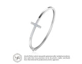 .925 Sterling Silver Cross Bangle Bracelet - Gift-Junkies