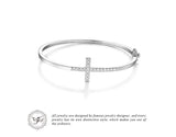 .925 Sterling Silver Cross Bangle Bracelet - Gift-Junkies