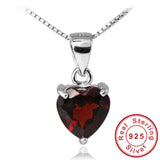 .925 Sterling Silver Red Garnet stone Heart Pendant - Gift-Junkies