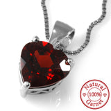 .925 Sterling Silver Red Garnet stone Heart Pendant - Gift-Junkies