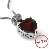 .925 Sterling Silver Red Garnet stone Heart Pendant - Gift-Junkies