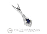 .925 Sterling Silver Oval Cut Created Sapphire Pendant - Gift-Junkies