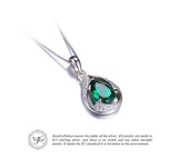 .925 Sterling Silver Emerald Gem Stone Necklace Pendant - Gift-Junkies