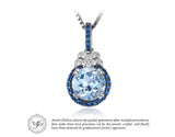 .925 Sterling Silver Round Natural Sky Blue Topaz Halo Pendant - Gift-Junkies