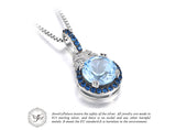 .925 Sterling Silver Round Natural Sky Blue Topaz Halo Pendant - Gift-Junkies