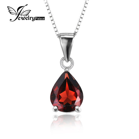 .925 Sterling Silver Water Drop 2.2ct Natural stone Alluring Red Garnet Pendant - Gift-Junkies