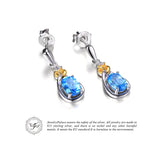 Sterling Silver and 18K Gold Plated Natural Blue Topaz Diamond Accented Dangle Earrings - Gift-Junkies