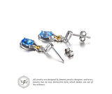 Sterling Silver and 18K Gold Plated Natural Blue Topaz Diamond Accented Dangle Earrings - Gift-Junkies