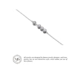 .925 Sterling Silver 3 Stones Flower Link Bracelet - Gift-Junkies